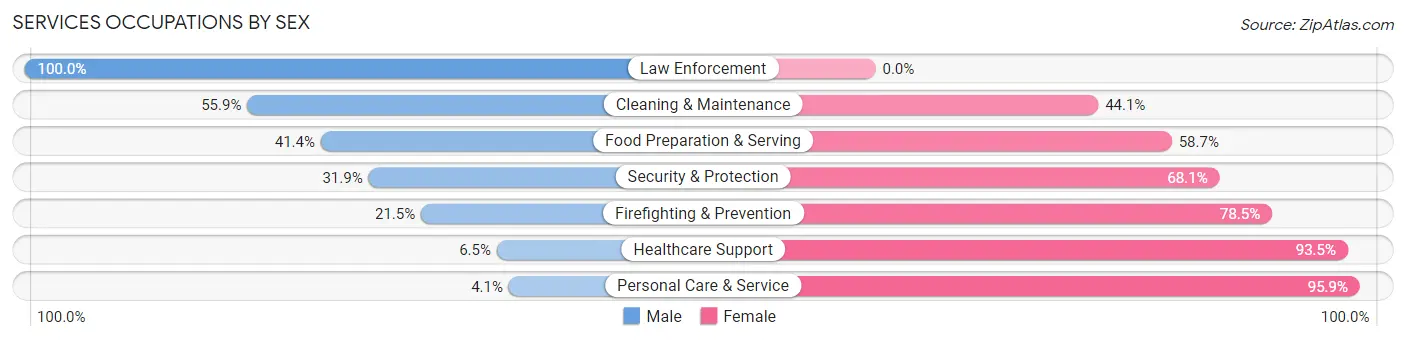 Services Occupations by Sex in Rexburg