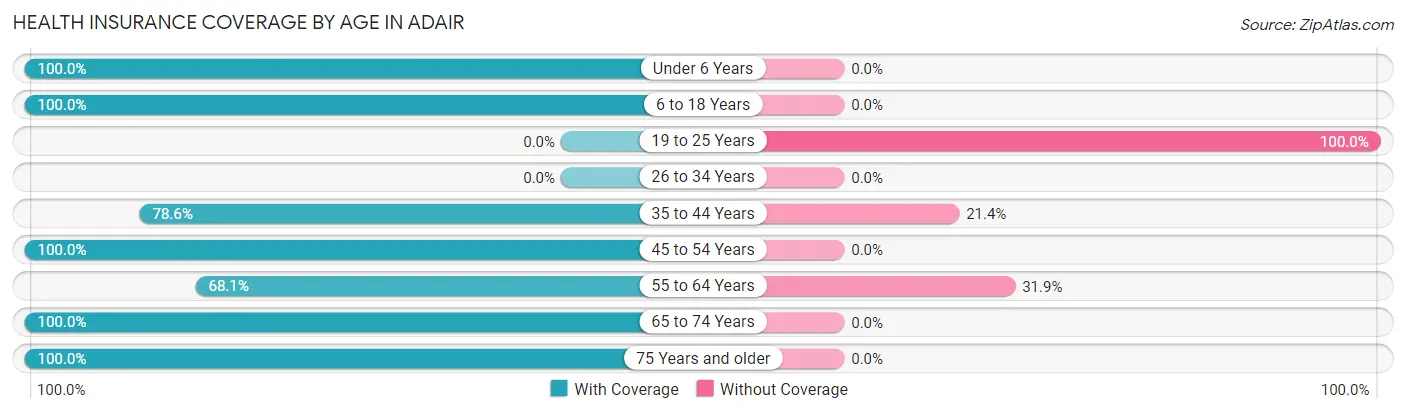 Health Insurance Coverage by Age in Adair
