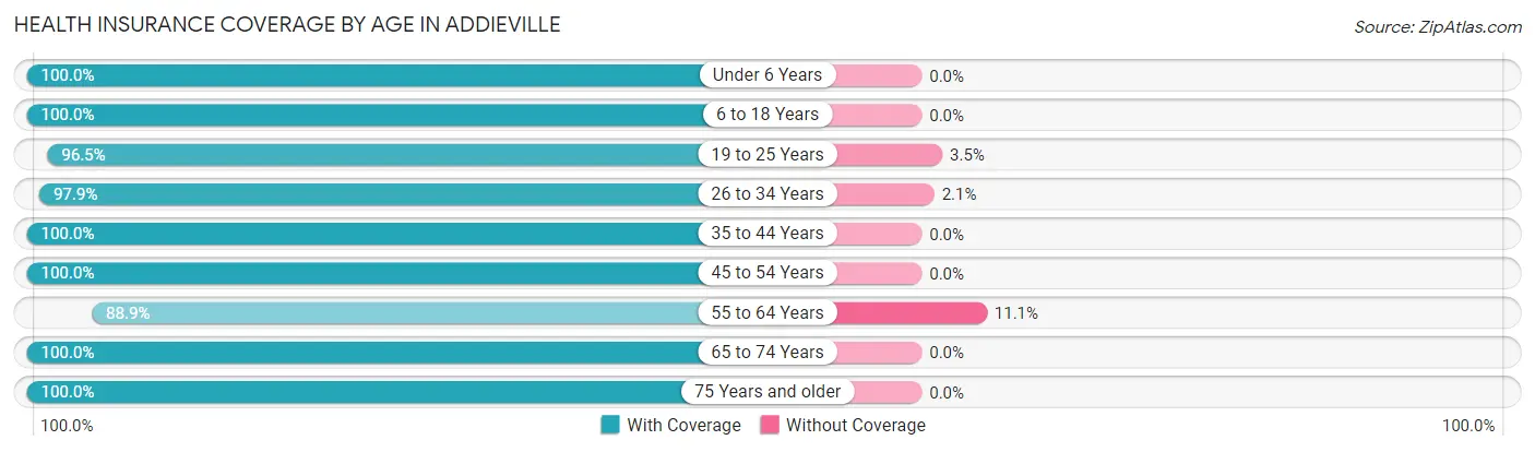 Health Insurance Coverage by Age in Addieville