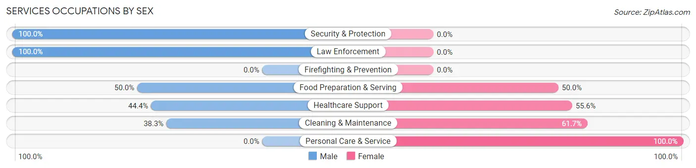 Services Occupations by Sex in Albion