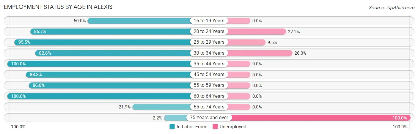 Employment Status by Age in Alexis