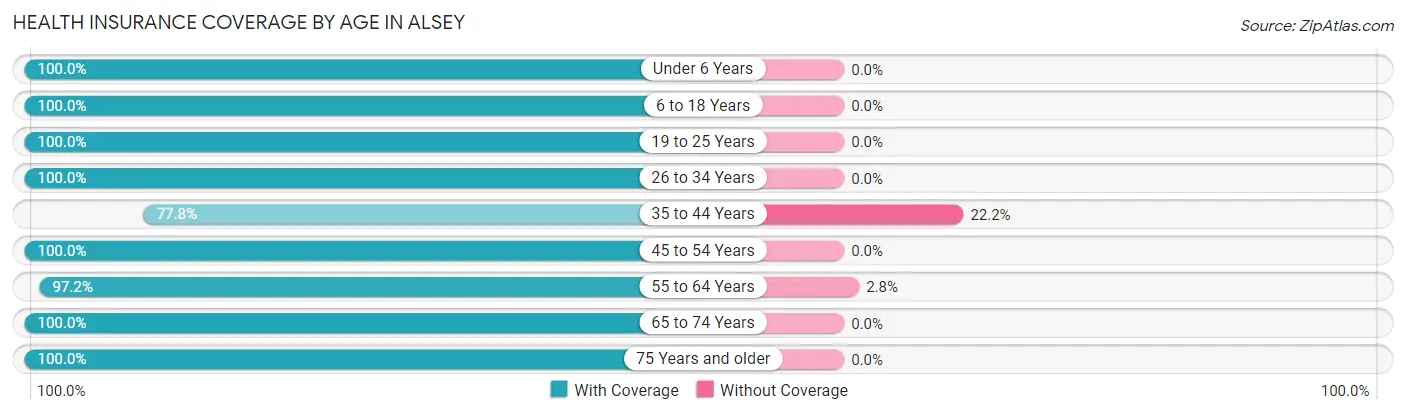 Health Insurance Coverage by Age in Alsey