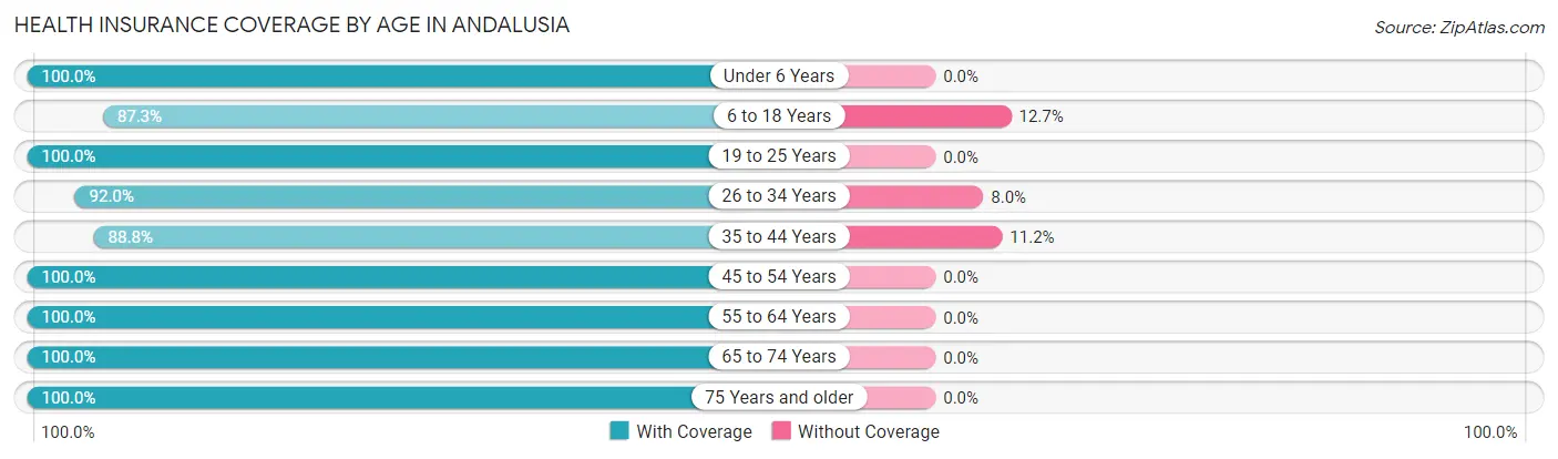 Health Insurance Coverage by Age in Andalusia