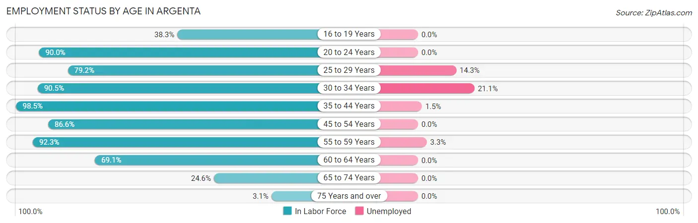 Employment Status by Age in Argenta
