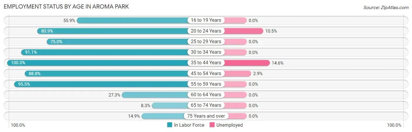 Employment Status by Age in Aroma Park
