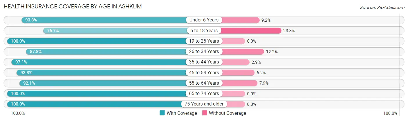 Health Insurance Coverage by Age in Ashkum