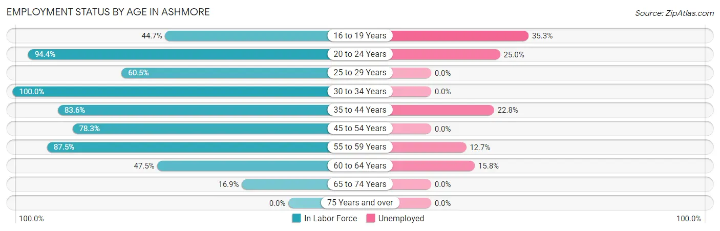Employment Status by Age in Ashmore