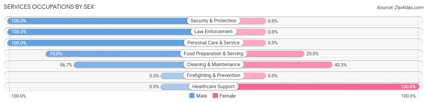 Services Occupations by Sex in Ashton