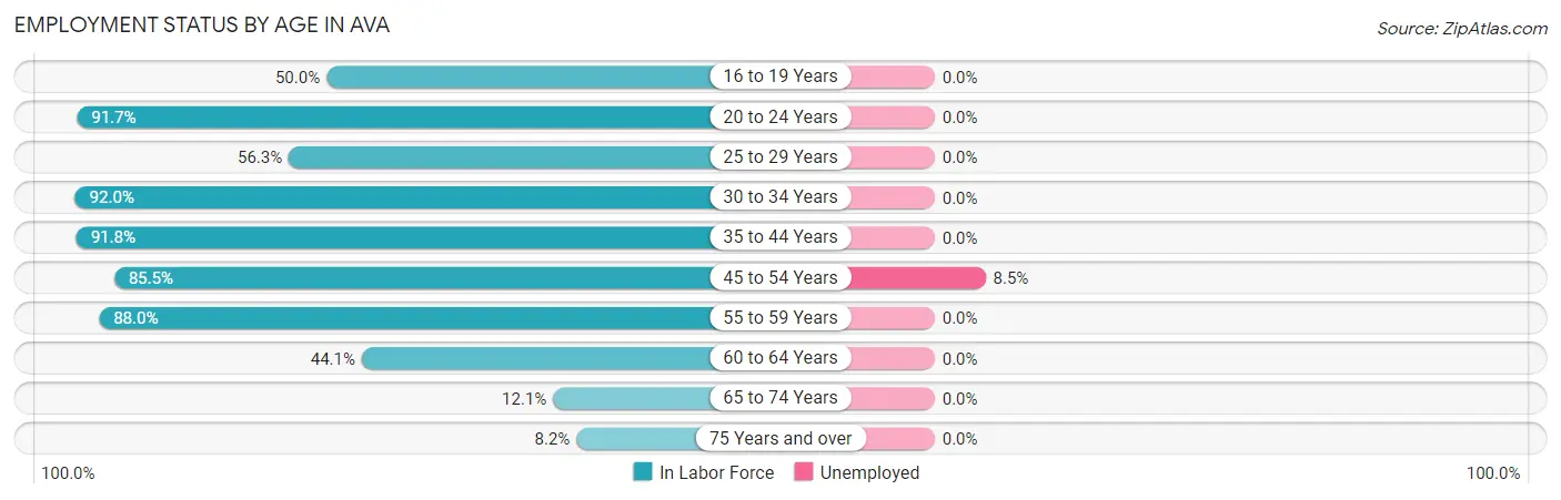 Employment Status by Age in Ava
