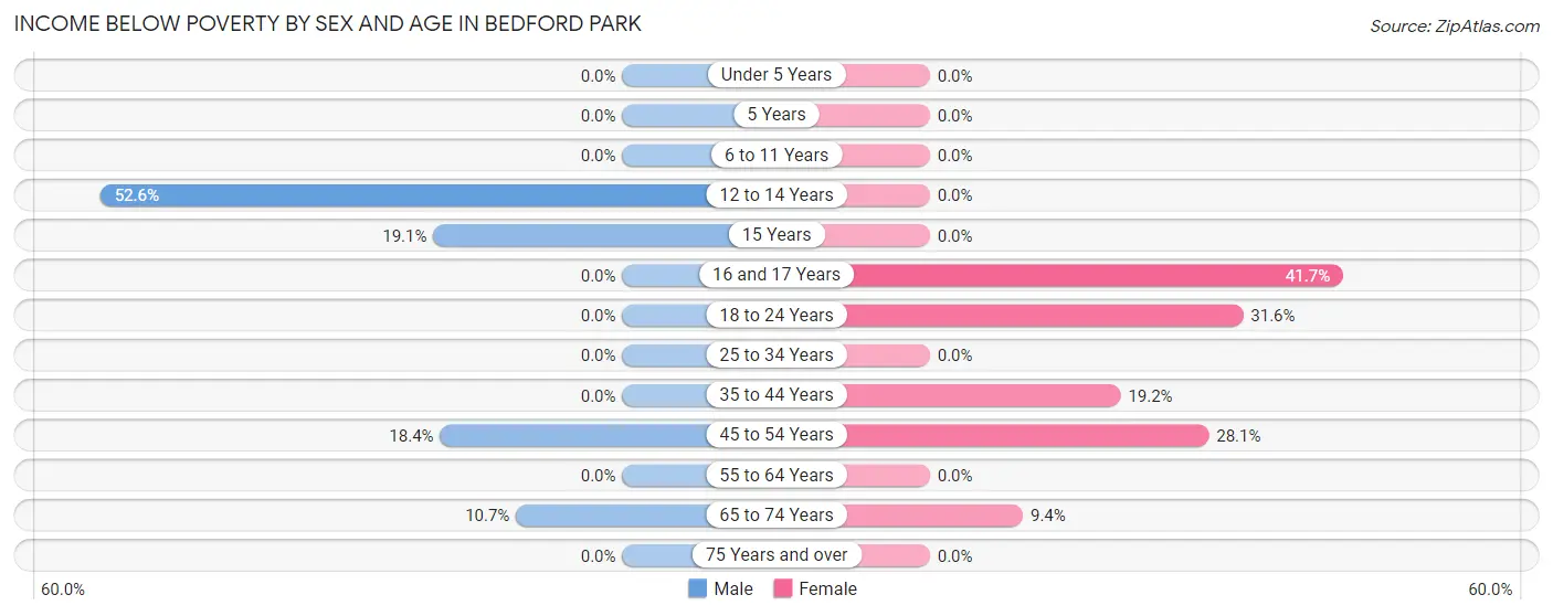Income Below Poverty by Sex and Age in Bedford Park