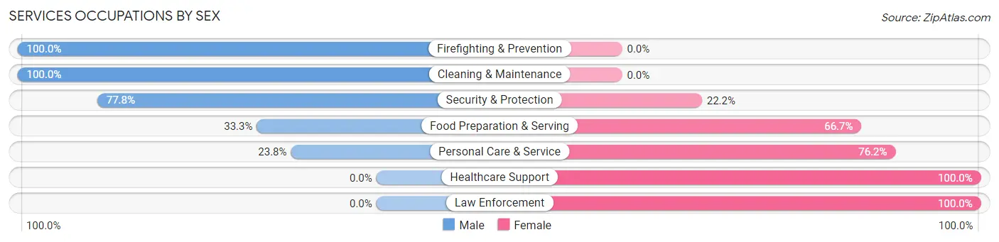 Services Occupations by Sex in Bedford Park