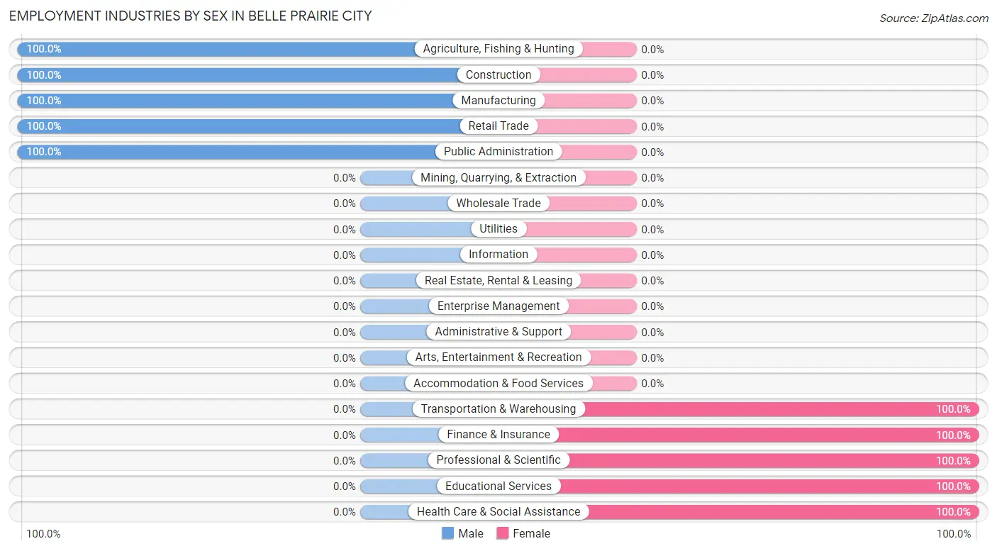 Employment Industries by Sex in Belle Prairie City