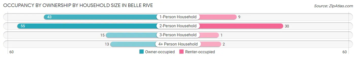 Occupancy by Ownership by Household Size in Belle Rive