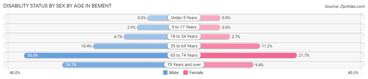 Disability Status by Sex by Age in Bement