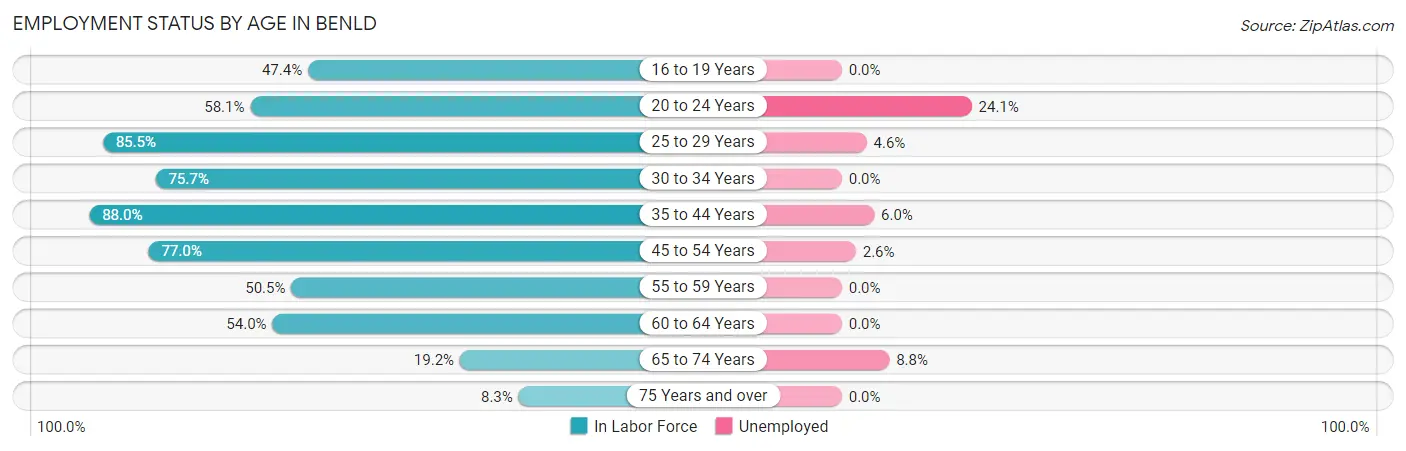 Employment Status by Age in Benld
