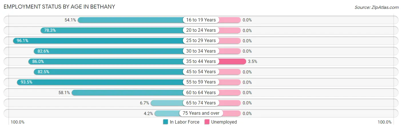 Employment Status by Age in Bethany