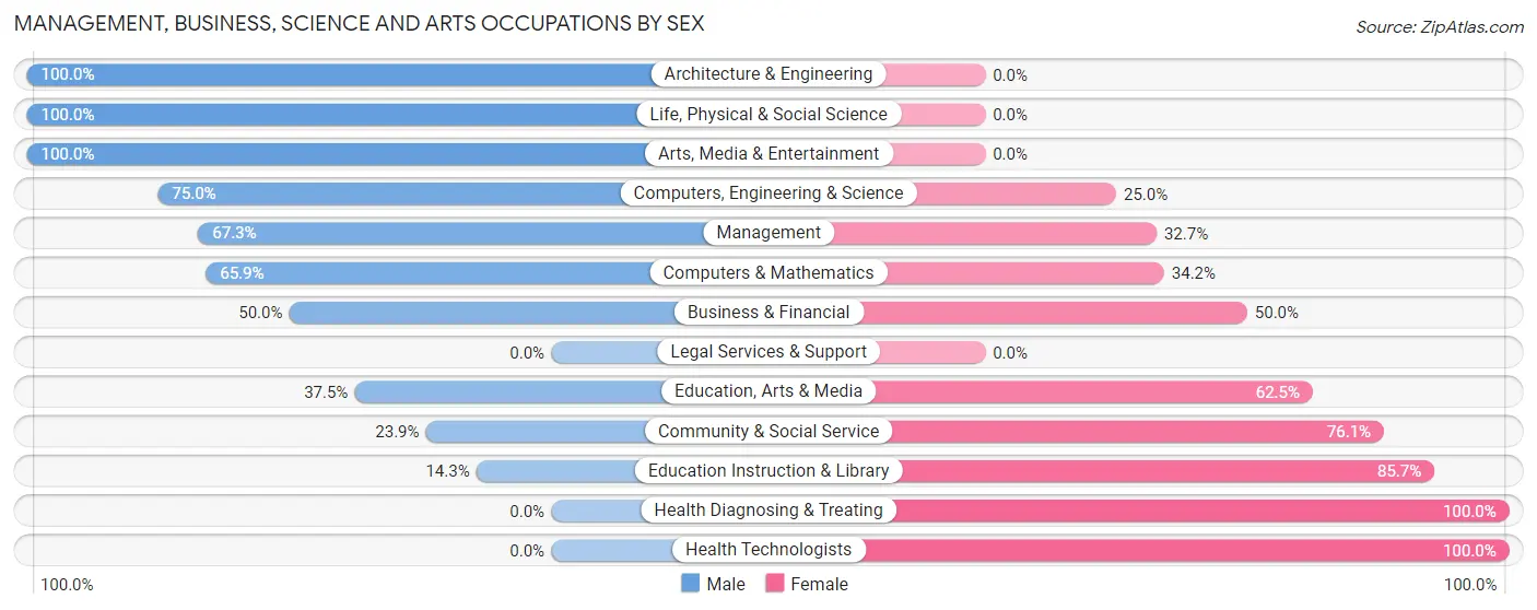 Management, Business, Science and Arts Occupations by Sex in Big Rock