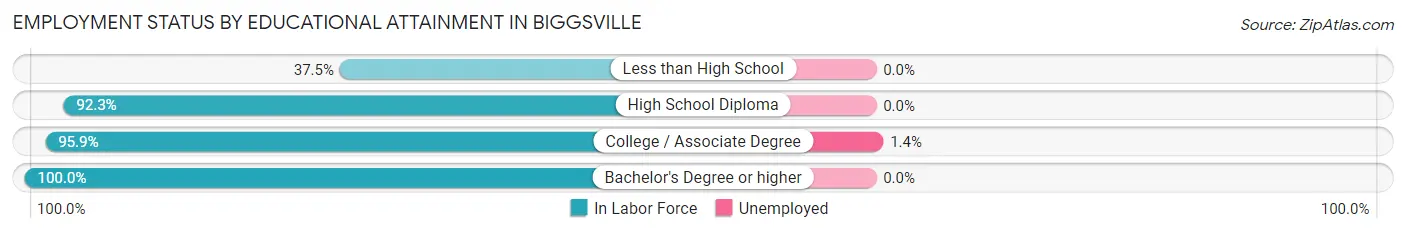Employment Status by Educational Attainment in Biggsville