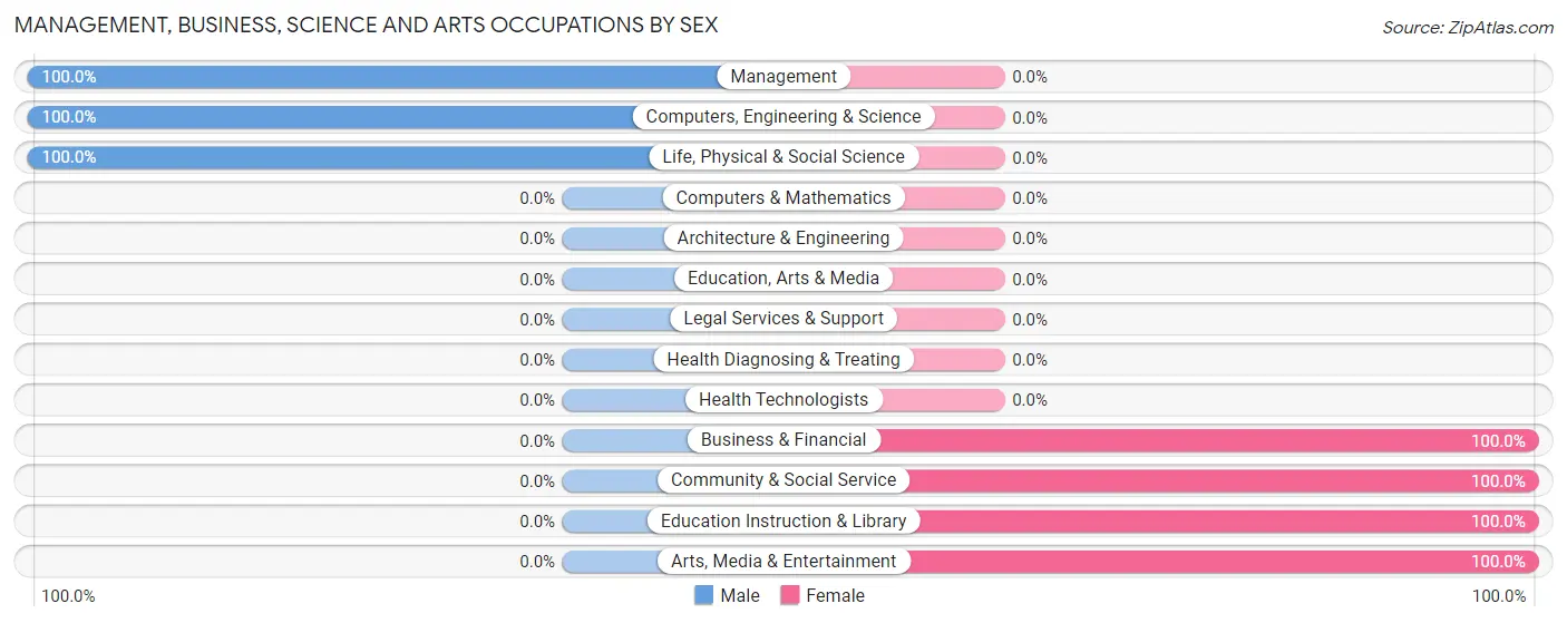 Management, Business, Science and Arts Occupations by Sex in Bishop Hill