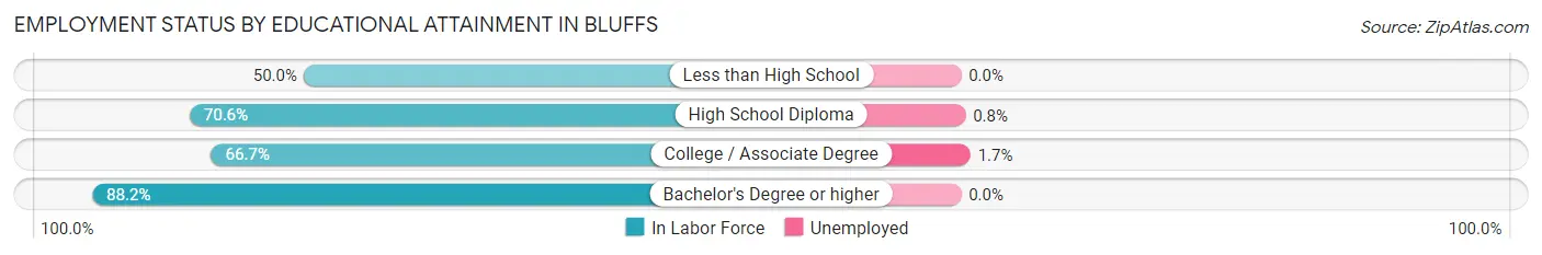 Employment Status by Educational Attainment in Bluffs