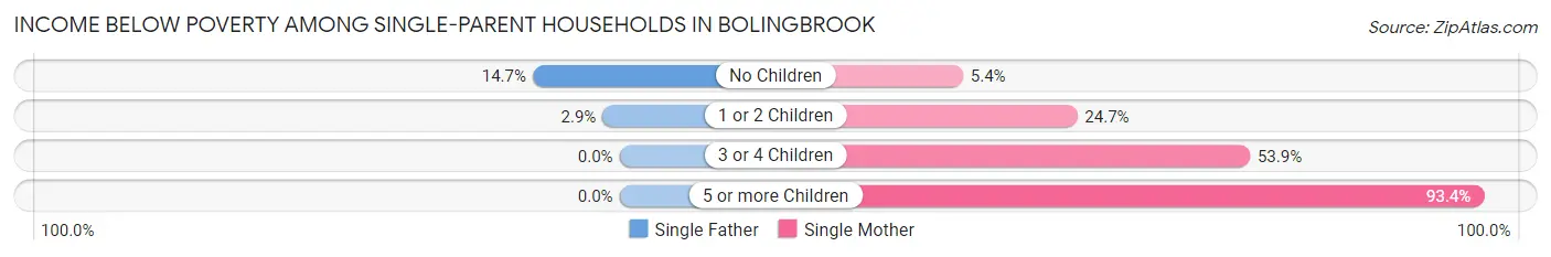 Income Below Poverty Among Single-Parent Households in Bolingbrook