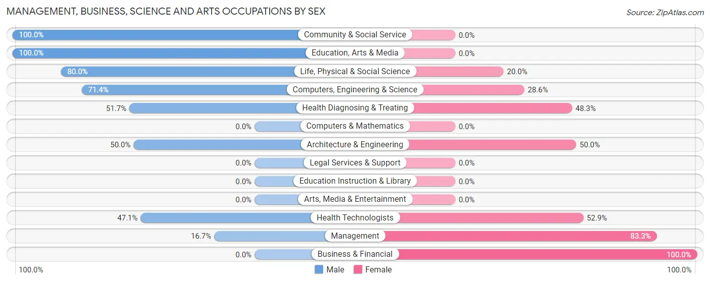 Management, Business, Science and Arts Occupations by Sex in Braceville