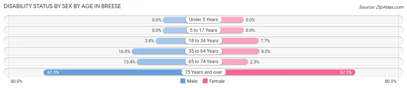 Disability Status by Sex by Age in Breese