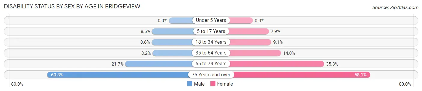 Disability Status by Sex by Age in Bridgeview