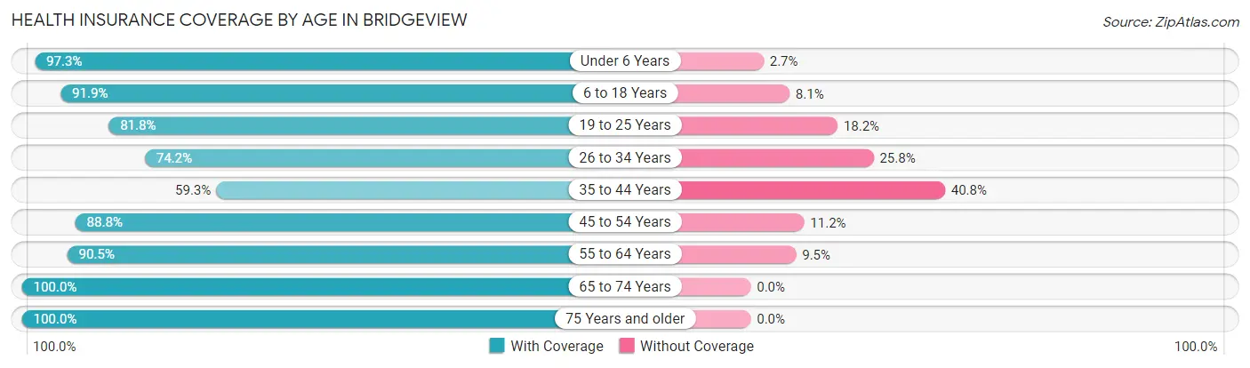 Health Insurance Coverage by Age in Bridgeview