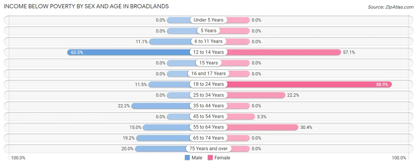 Income Below Poverty by Sex and Age in Broadlands
