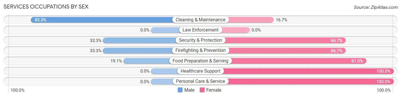 Services Occupations by Sex in Broadlands