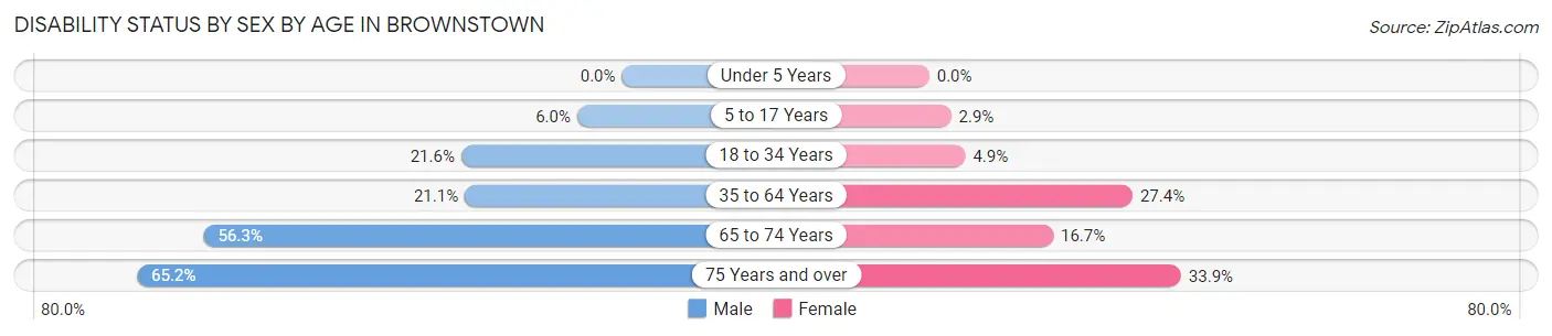 Disability Status by Sex by Age in Brownstown