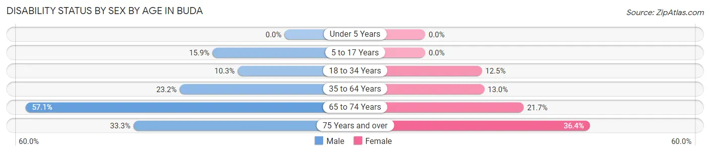 Disability Status by Sex by Age in Buda