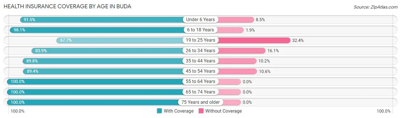 Health Insurance Coverage by Age in Buda