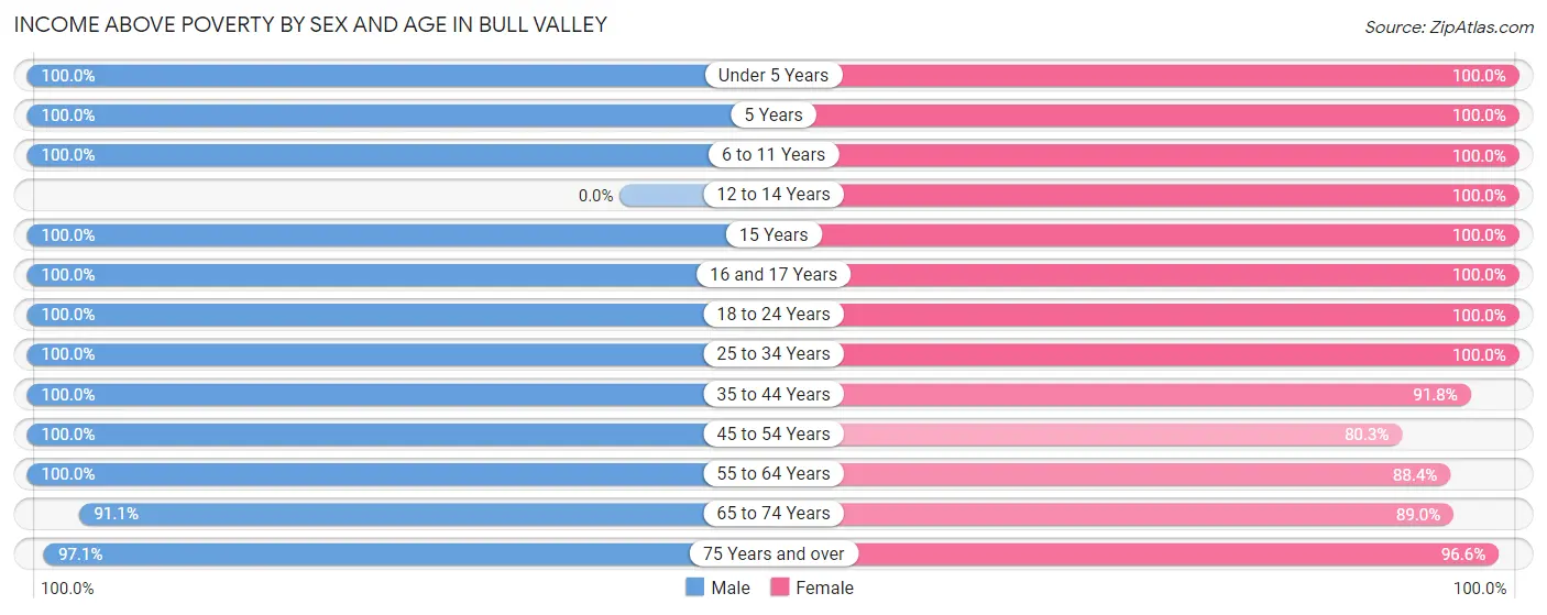 Income Above Poverty by Sex and Age in Bull Valley