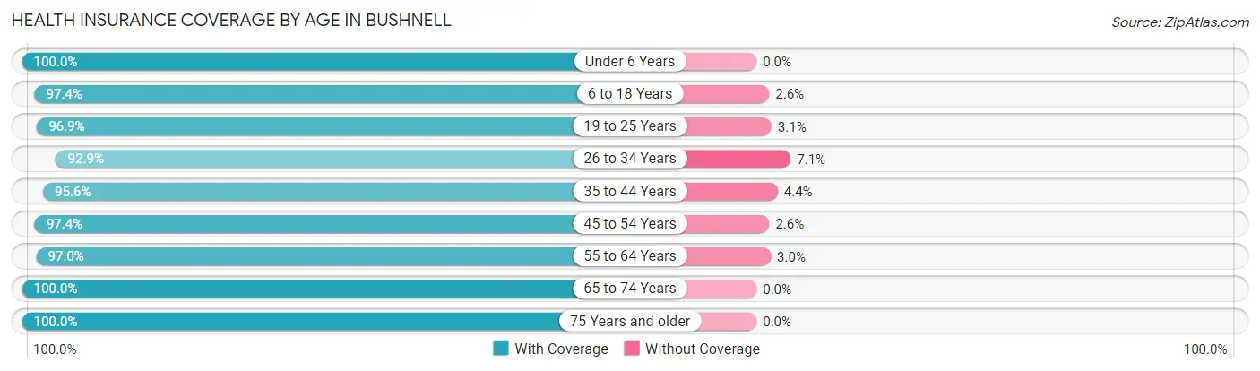 Health Insurance Coverage by Age in Bushnell