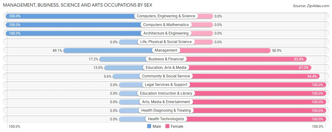 Management, Business, Science and Arts Occupations by Sex in Bushnell