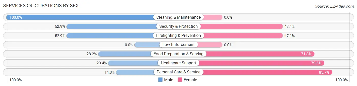 Services Occupations by Sex in Byron