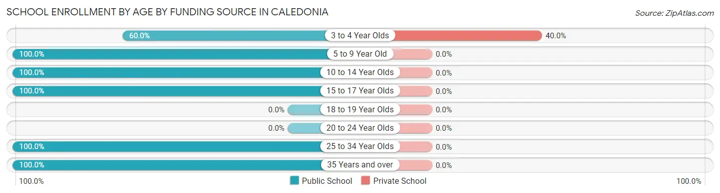 School Enrollment by Age by Funding Source in Caledonia