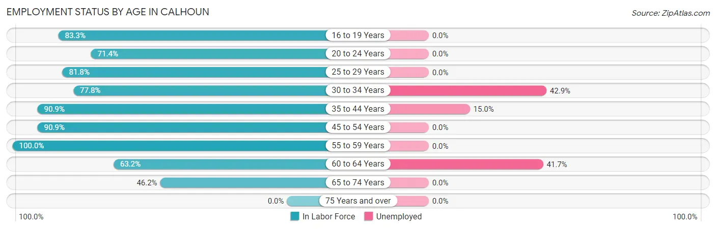 Employment Status by Age in Calhoun