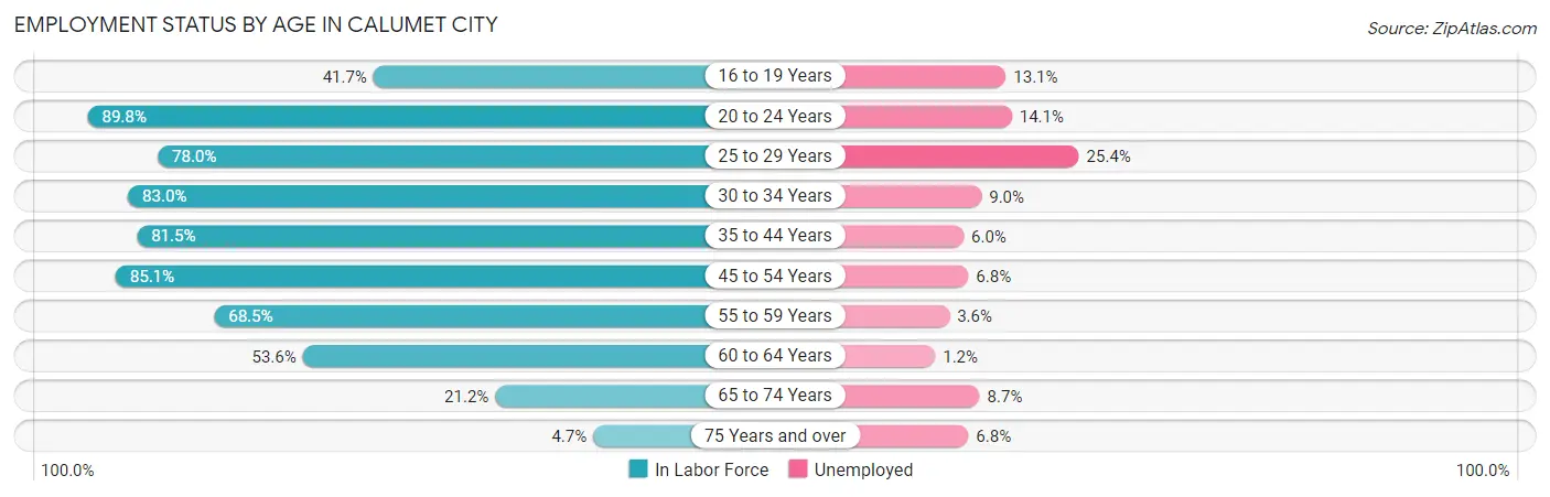 Employment Status by Age in Calumet City