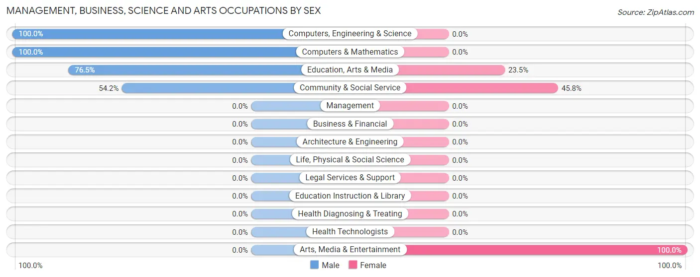 Management, Business, Science and Arts Occupations by Sex in Campbell's Island
