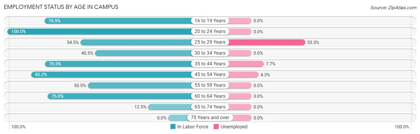 Employment Status by Age in Campus