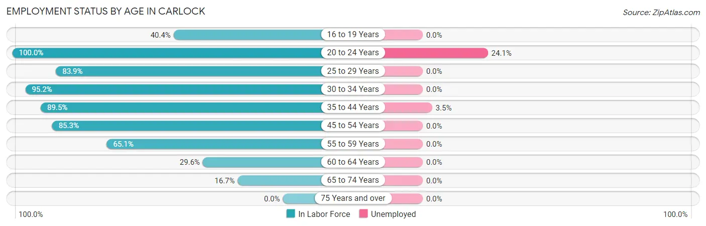 Employment Status by Age in Carlock