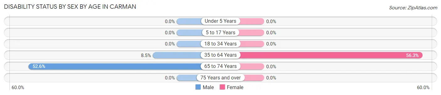 Disability Status by Sex by Age in Carman