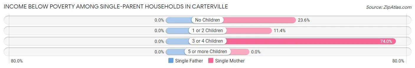 Income Below Poverty Among Single-Parent Households in Carterville