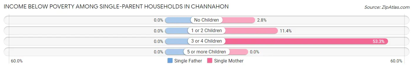Income Below Poverty Among Single-Parent Households in Channahon
