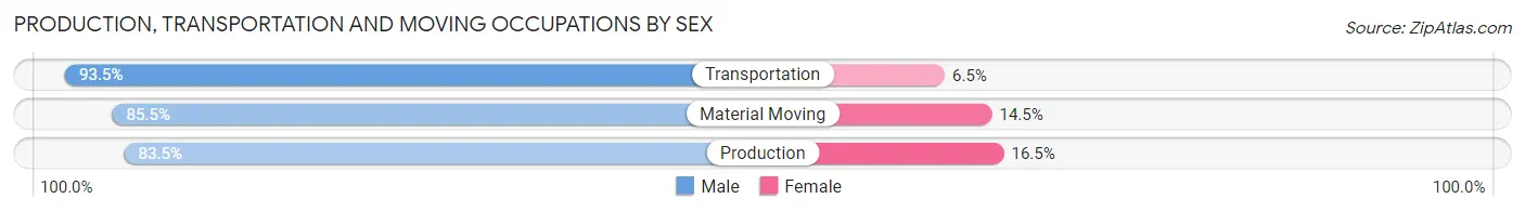 Production, Transportation and Moving Occupations by Sex in Chatsworth
