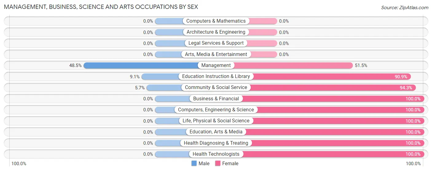 Management, Business, Science and Arts Occupations by Sex in Chebanse