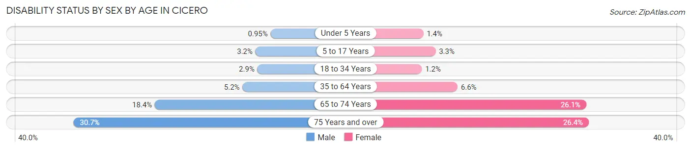 Disability Status by Sex by Age in Cicero